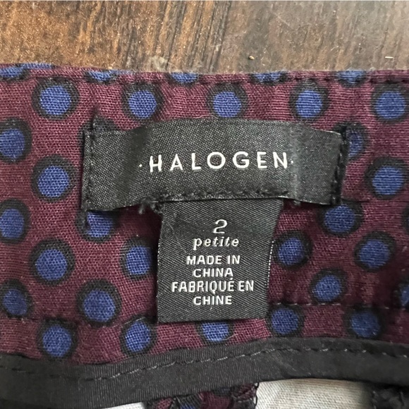 Halogen Polka Dot Printed Cotton Stretch Straight Leg Pants Size 2P - Picture 3 of 7